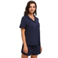 thumbnail image 4 of Xmarks Womens Summer Pajamas Set PJs Set Button Down Sleepwear Soft Two-piece Long Short Sleeve Shirt Loungewear Pajamas S-2XL, 4 of 9