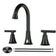 thumbnail image 1 of Grifo para lavabo de baño, color negro mate, 8 pulgadas, generalizado, 3 orificios, acero inoxidable, 2 manijas, caño giratorio 360, grifo de baño con drenaje emergente y mangueras de suministro para, 1 of 1