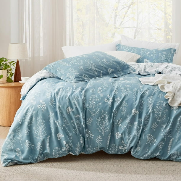 Juego de edredón Bedsure Queen Mineral Blue con 2 fundas de almohada