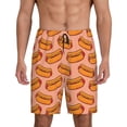 thumbnail image 1 of Balery Cartoon Hot Dog Pantalones cortos de pijama de punto de algodón para hombre con cinturilla y bolsillos-Large, 1 of 6