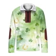 thumbnail image 5 of LEKWK St Patricks Day Shirt Women Shamrock Sparkle Print Pullover Tops Quarter Zip Sweater Tops Fleece Lined Collar Holiday Outfits, 5 of 8