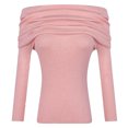 thumbnail image 3 of UJNDER Off The Shoulder One Shoulder Knit Sweater for Women Spring Autumn Collarbone Long Sleeve Pink One Size, 3 of 3