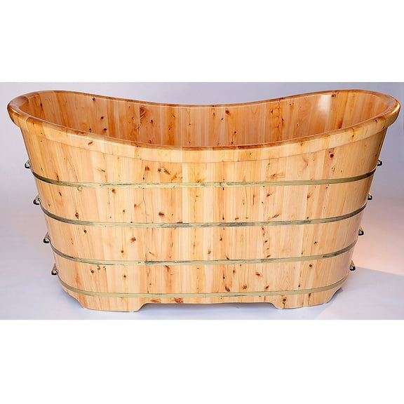 ALFI brand AB1105 63" Free Standing Cedar Wooden Bathtub
