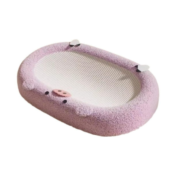 Rascador de sisal resistente para gatos de interior, bonito protector de muebles con diseño de cerdo, almohadilla para rascar para gatitos y gatos. Púrpura