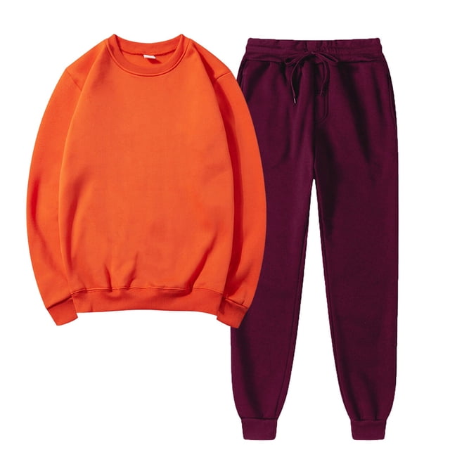 Georges Ensembles Lounge pour Femmes Manches Longues Chandail Uni à Col Rond pour Femmes Pantalon de Sport Décontracté Ensemble de Sport