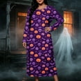 thumbnail image 3 of Women's Long Sleeve Casual Maxi Dress Spooky Skull Pumpkin Graphic Print Crewneck Flowy Fall Dresses Halloween Party Festival Costumes Everyday Apparel, 3 of 8