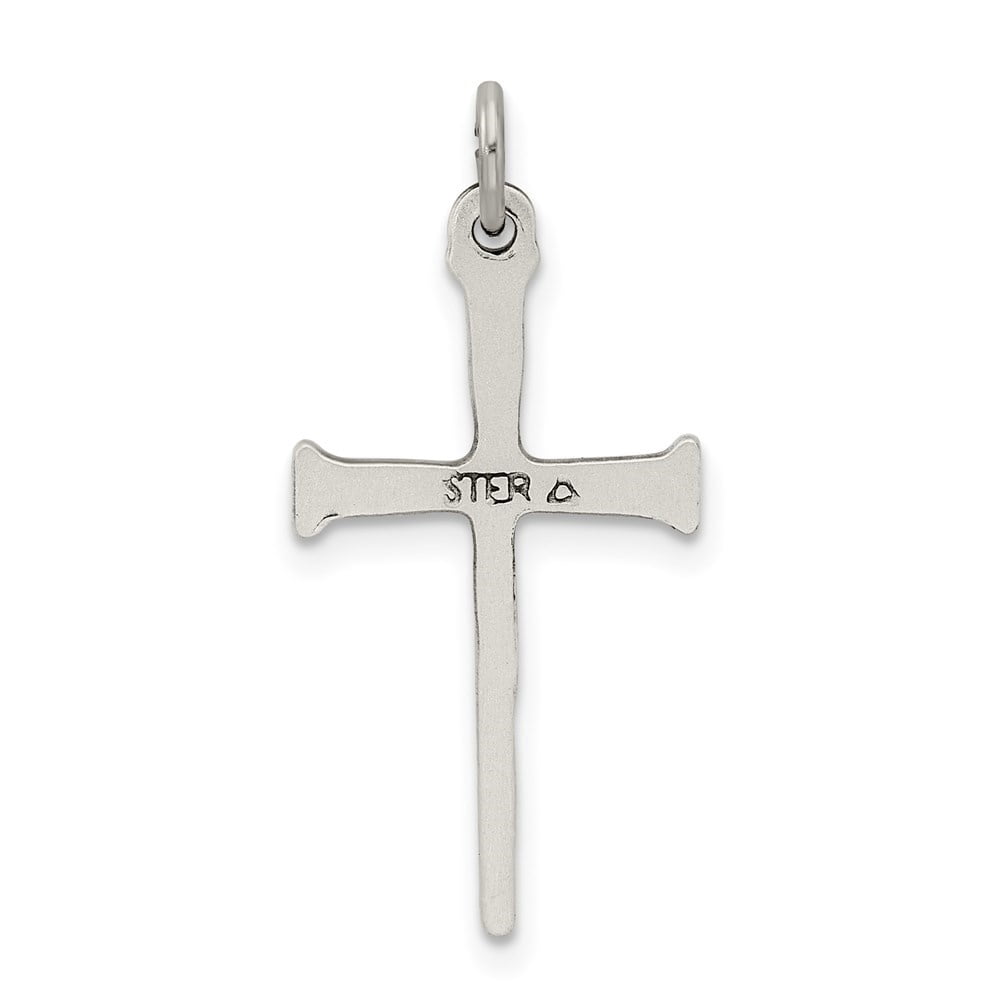 Auriga 925 Sterling Silver Antiqued Nail Cross Pendant for Women (Length - 25 mm, Width - 13 mm)