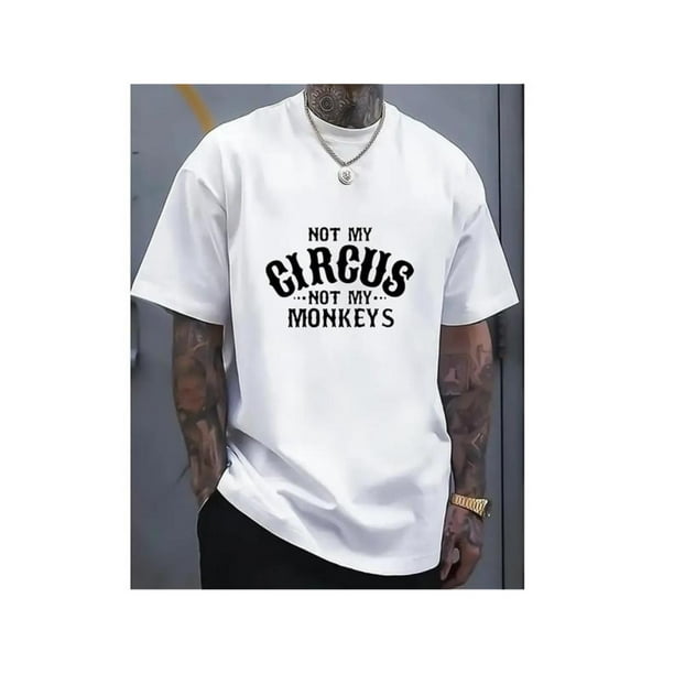 Not My Circus Not My Monkey Print Men's Round Neck Short Sleeve Tee Fashion Regular Fit T-Shirt Top For Spring Summer Holiday Tee For Adult, Men, Women, Teen, Teenager, Adolescent, Youth.