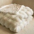 thumbnail image 4 of Fennco Styles Cuddle Bubble Faux Fur Throw Blanket 50" x 60" – White Ultra Soft Plush Textured Blanket for Couch, Bedroom, Living Room Décor, 4 of 6