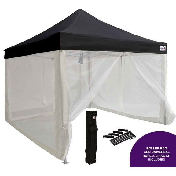 Impact Canopy 10x10 Pop Up Canopy Tent, Mesh Sidewalls, Screen Room, Steel Frame, Gazebo Enclosure, Black