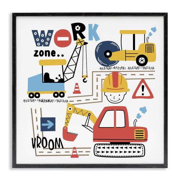 Stupell Industries Work Zone Construction Essentials Black Framed Giclee Art, design by Creative Studio