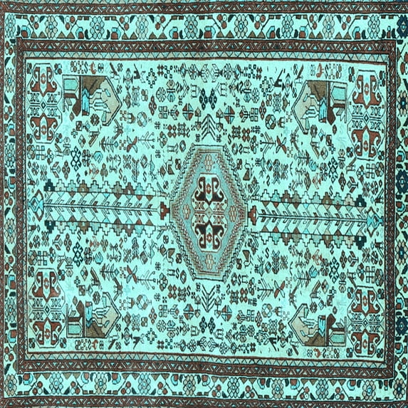 Ahgly Company Indoor Square Persian Light Blue Traditional Area Rugs, 5' Square