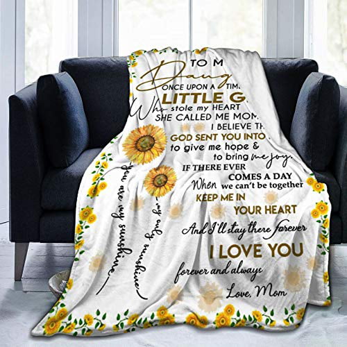 Hand Drawn Watercolor Sunflowers Blanket Made in USA Fleece Fall Throw Blanket Suitable for Couch Bed Chair Sofa Blanket as Gift to Parents Men Women Kids 50x60