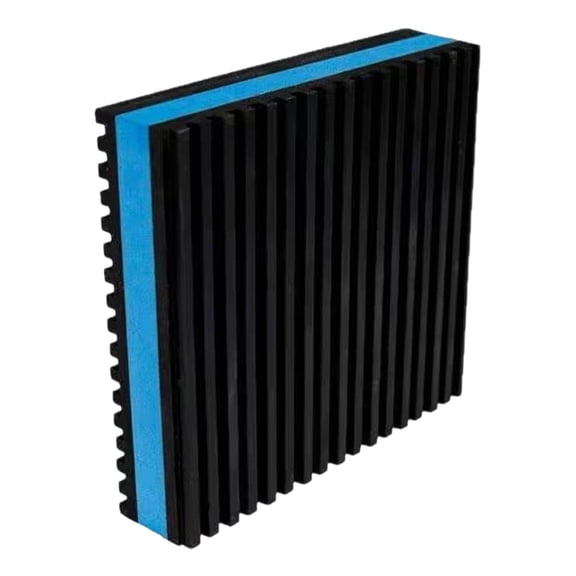 Rubber Anti-Vibration Pad, 4" x 4" Heavy Duty Ribbed Rubber with Blue EVA Center Isolation Pads for HVAC, Air Compressor, Treadmill, Washer and Dryer, Air Conditioner Units