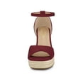 thumbnail image 6 of BLISSFUL STEP Women's Espadrille Platform Ankle Strap Wedge Heels Sandals Burgundy (Size 8.5), 6 of 7
