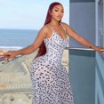 thumbnail image 4 of Women's Dot Print Halter Sleeveless Waistband Hips Wrapped A-Line Long Dress, 4 of 22
