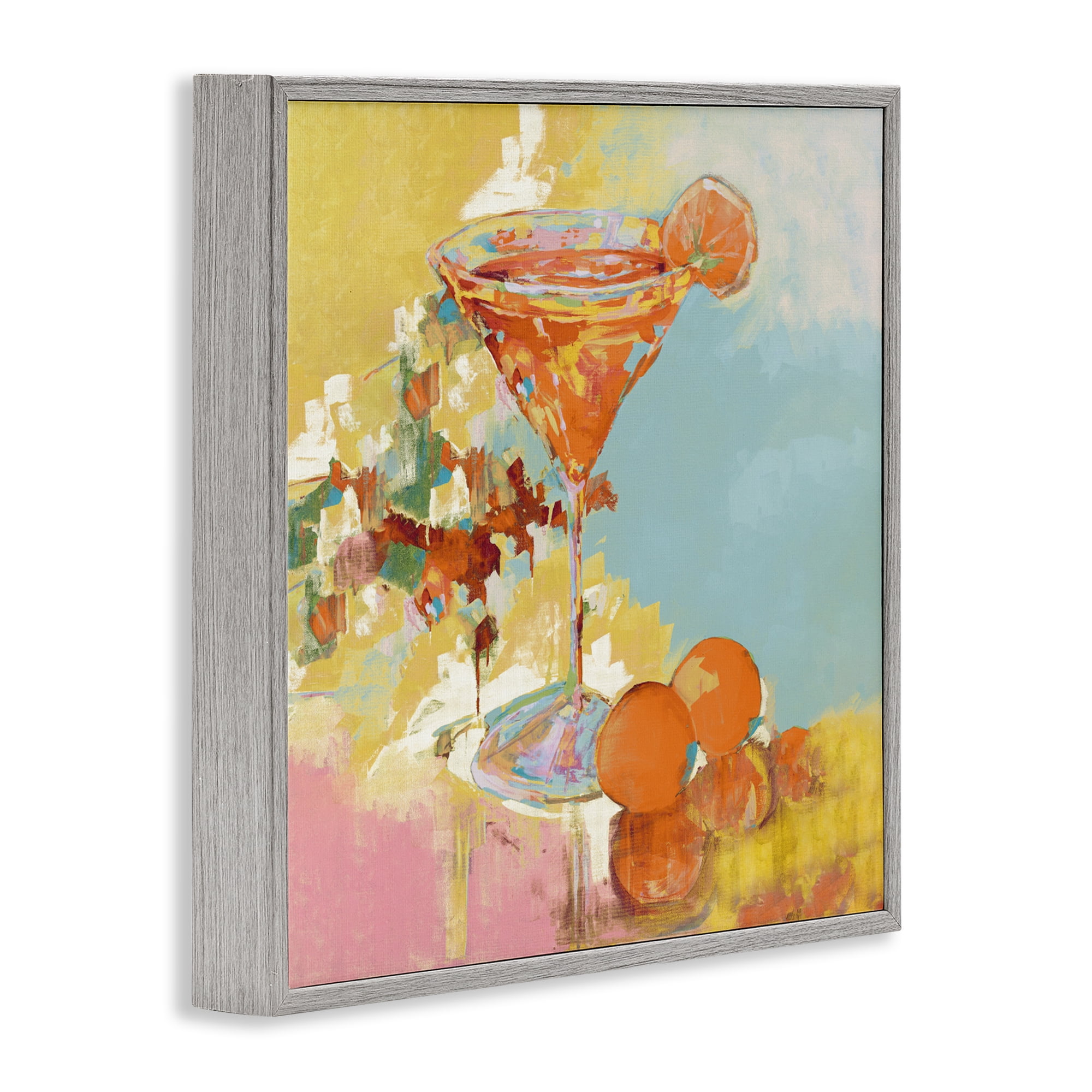 Stupell Industries Summer Citrus Martini Gray Framed Giclee Art, design by Jane Slivka