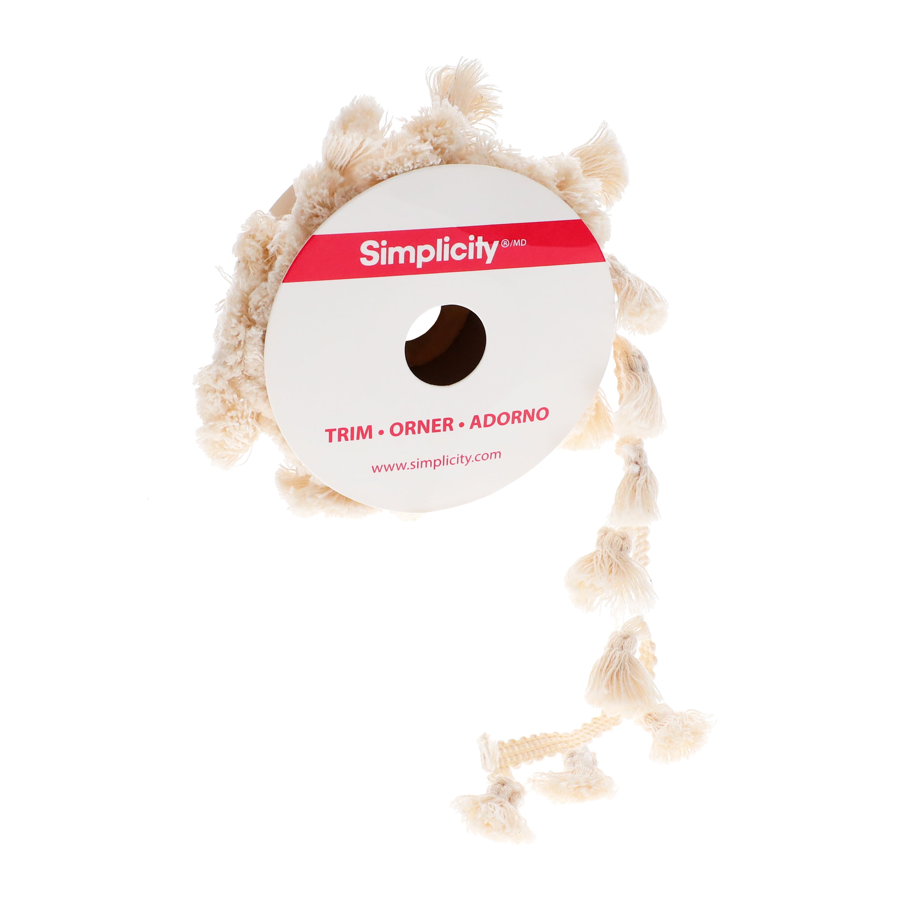 (3 pack) Simplicity Trim, Natural 1 1/4 inch X 3 Yards Mini Tassel Fringe Trim