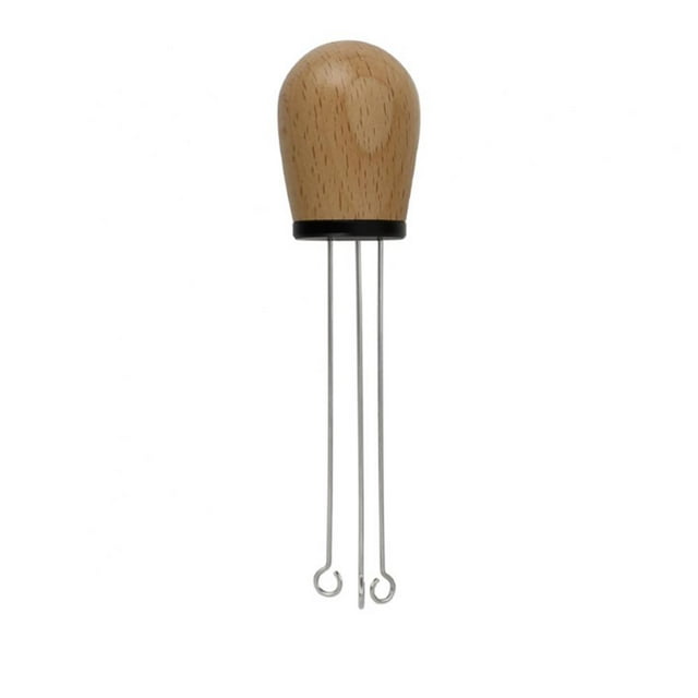 Topumt Coffee Stirrer Needle, Mini Whisk Wood Handle Stainless Steel Pin Distributor for Barista Tamper Stirring Distribution