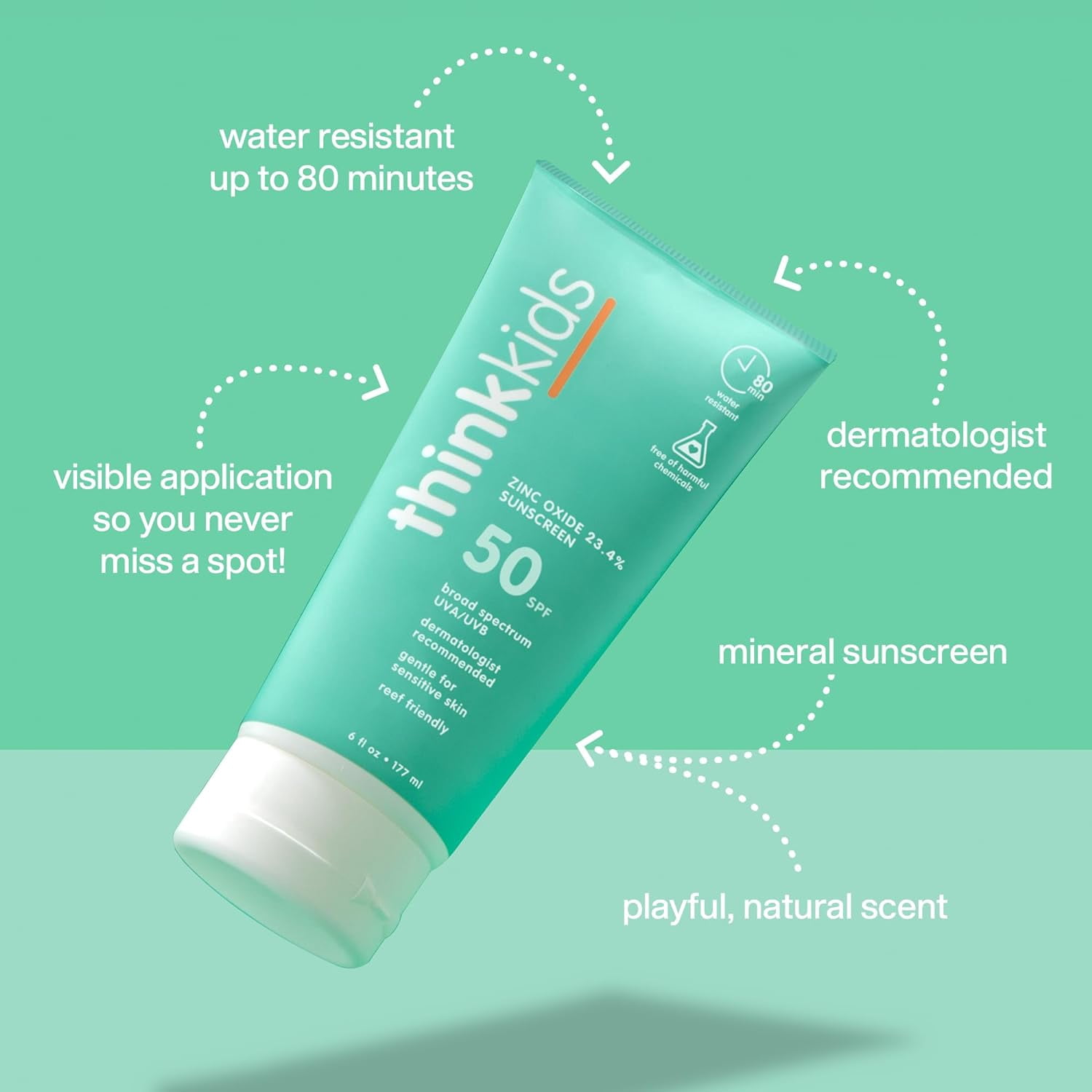 Thinksport Kids SPF 50+ Mineral Sunscreen \u2013 Safe  Natural Sunblock for Children - Water Resistant Sun Cream \u2013 Broad Spectrum UVA/UVB Sun Protection \u2013 Vegan  Reef Friendly S