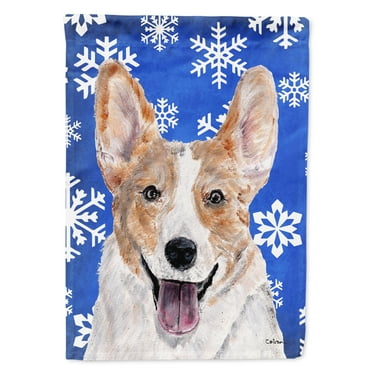 Cardigan Corgi Winter Snowflakes Flag Canvas House Size
