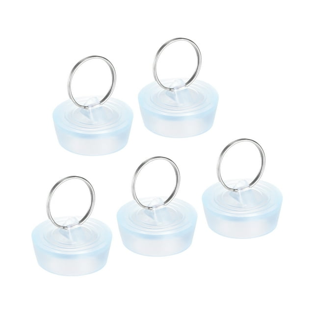 Goma Fregadero Tapón, 5uds Transparente Drenaje Tapón Ajuste 1-5/16 a 1-11/ 32 Drenaje con Colgante Anillo para Bañera Cocina y Baño