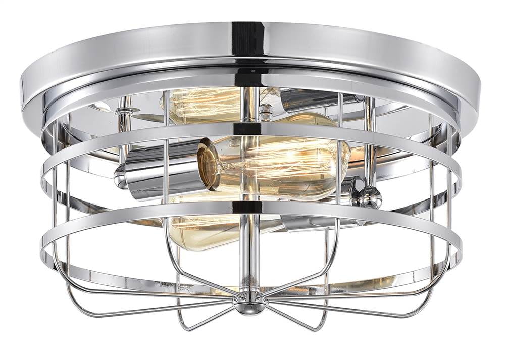 2Light Cage Flush Mount in Polished Chrome