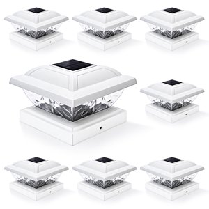 Gigalumi Solar Post Cap Lights, Warm White, 8-Pack, 10 Lumens