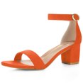 thumbnail image 1 of Sandalias de tiras de tobillo Tacón medio de Bloque punta Abierta Allegra K Naranja 42, 1 of 6
