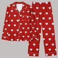 thumbnail image 6 of Odbmxy Pajama Sets Women Plus Size Womens Pajamas Fashion Red Loose Heart Print Button up Lounge Sets 2 PC, 6 of 6