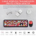 thumbnail image 5 of Wireless Keyboard and Mouse Combo, 2.4GHz Retro Full Size Typewriter Keyboard with Number Pad & Wireless Mouse for Laptop, PC, Desktop, Mac, Windows - Black Colorful, 5 of 5