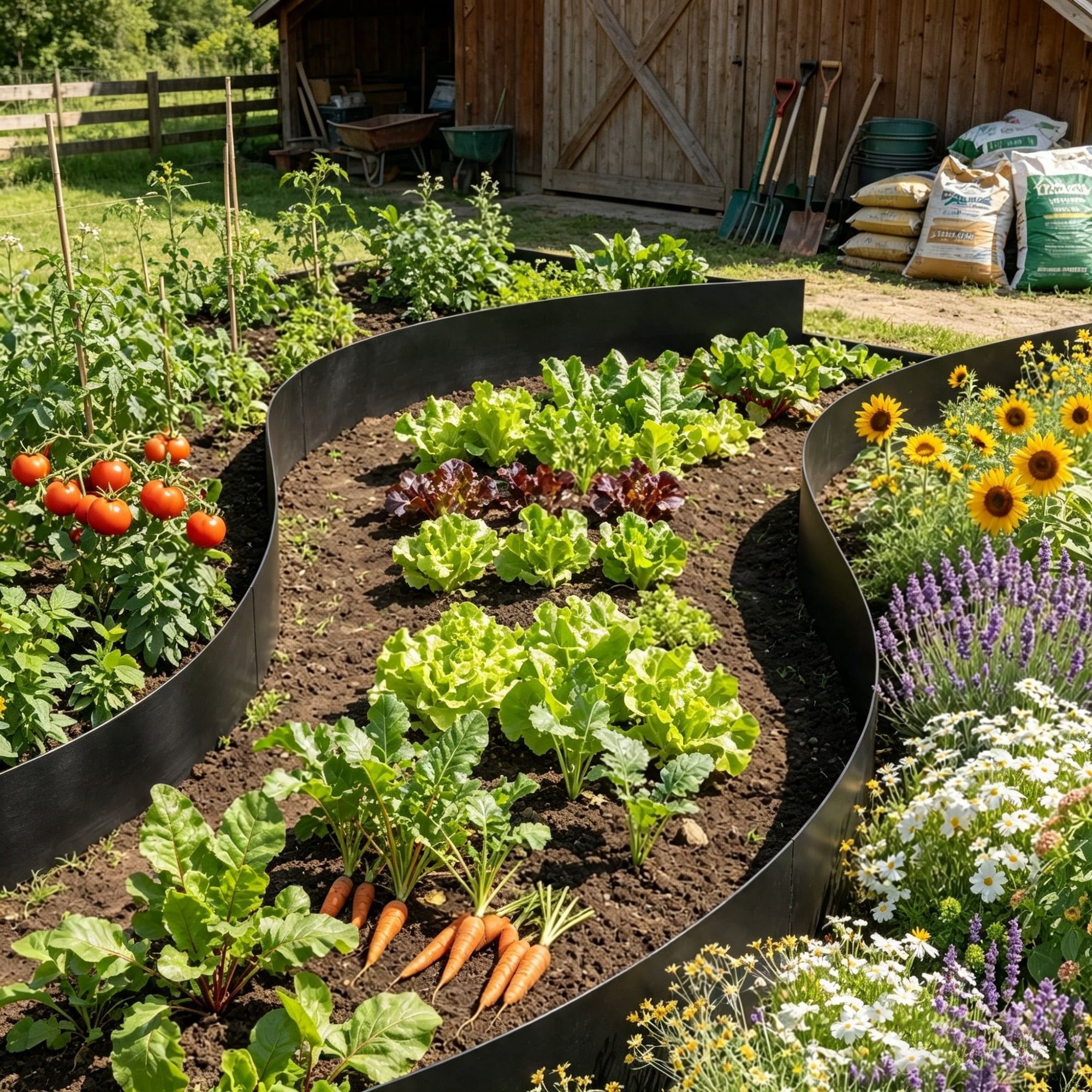 6 Pack Steel Landscape Edging 40 x 8 in, Heavy Duty Rust-Resistant Bendable Garden Border for Flower Bed & Pathway, Black