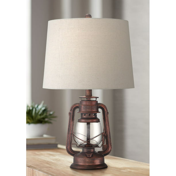 Franklin Iron Works Rustic Industrial, Dimmable Electric Lantern Table Lamp Large Rustic Rust Finish