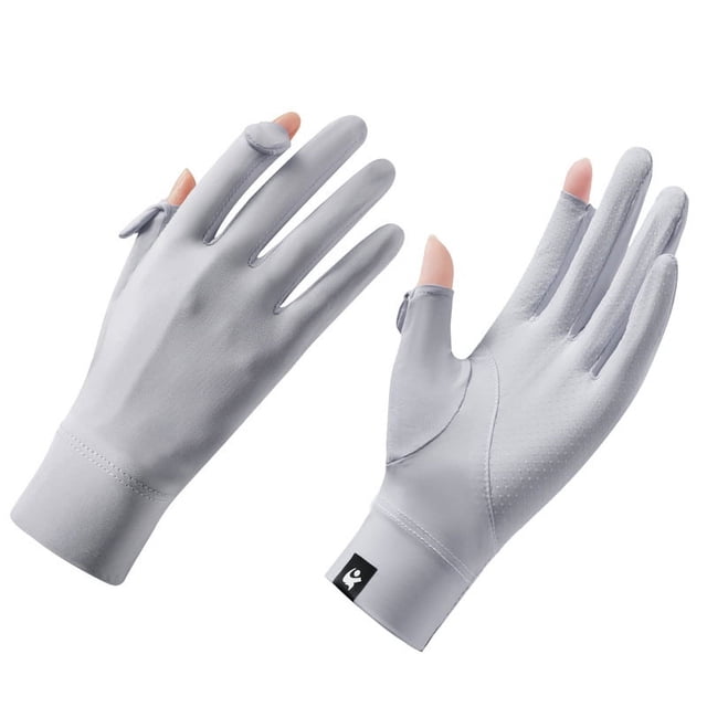 Guantes de protección solar para mujer, de verano, para exteriores, protección solar, finos, transpirables, antideslizantes, de hilo crudo, con fugas en los dedos, guantes deportivos para