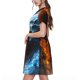 thumbnail image 2 of Balery Red And Blue Fire Skull Warrior Vestidos sueltos de manga corta para mujer, vestidos de verano 2025, vestidos casuales de corte A con vuelo., 2 of 6
