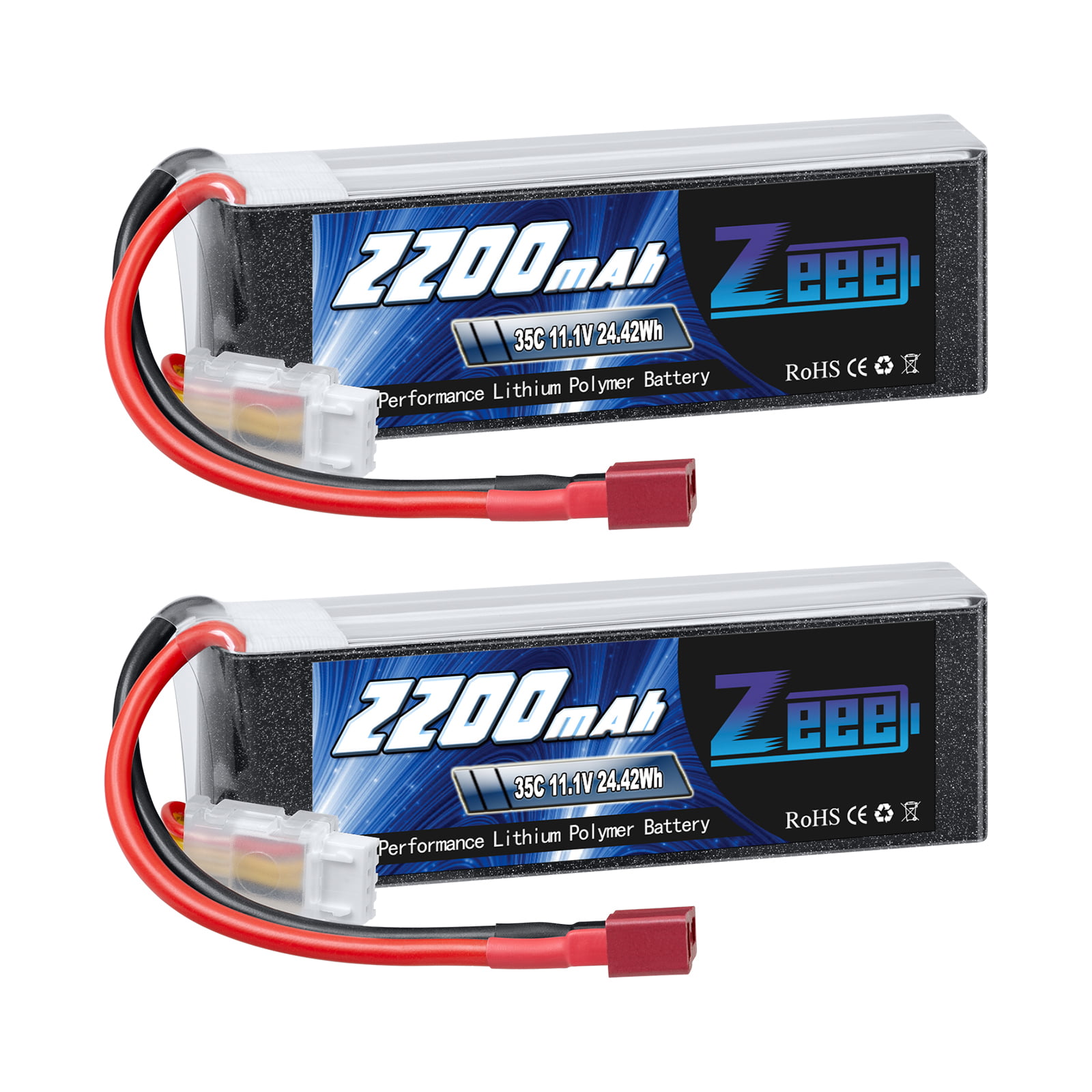 2 Pack Zeee 2S 1500mAh Lipo Battery 7.4V 60C Soft Case RC Battery with Deans T Plug for FPV Drone Quadcopter Helicopter Airplane RC Boat Car RC Models 
