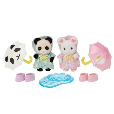 Calico Critters Nursery Friends Rainy Day Duo, Set of 2 Collectible Doll Figures with Accessories