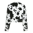 thumbnail image 5 of DDAPJ pyju Winter Cropped Fleece Jackets for Women on Clearance,Cute Cow Print Teen Girls Open Front Cardigan Coats Long Sleeve Stand Collar Fuzzy Sherpa Jacket Y2K Short Trendy Tops, 5 of 8