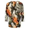 thumbnail image 5 of Blouse pour Femmes, Mode Décontractée Imprimée Col Rond Manches 3/4 T-shirt Haut Blouse, 5 of 5