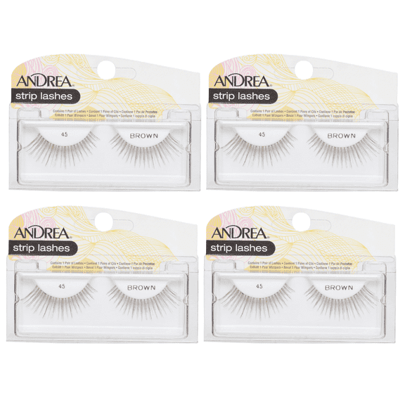 Andrea False Eyelashes, Style 45, Brown Striplash (4 Pack)