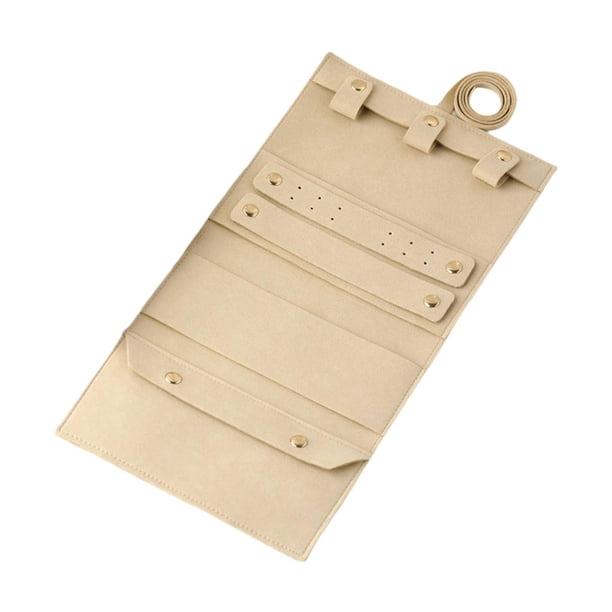 Organizador de joyas en rollo, bolsa para joyas, caja para guardar joyas, estuche para joyas con cierre suave. Albaricoque oscuro