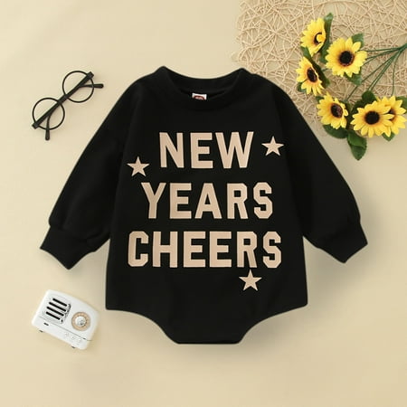 

NIUREDLTD Baby Clothing Girls BoysLetter Printed Long Sleeve Romper Bodysuit Black Outwear