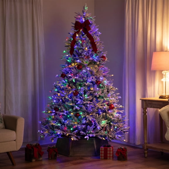 Northlight Real Touch™ Elite Pre-Lit Flocked Yukon Pine IPT Artificial Christmas Tree - 7' Dual