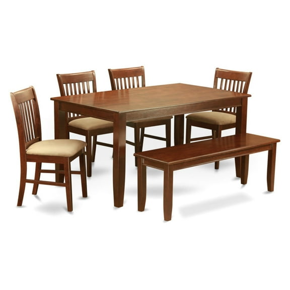 East West Furniture Dudley 6 Piece Rectangular Dining Table Set with Norfolk Chairs