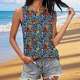thumbnail image 1 of Pounoo Débardeurs pour Femmes Imprimé Tropical Sans Manches Col Rond Coupe Ample Respirant Extensible Pulls Décontractés Blouses Quotidiennes Style Vacances Cadeau, 1 of 6