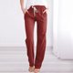 thumbnail image 2 of Pantalones cortos anchos con cordones para mujer - Pantalones informales de color liso con bolsillos (2), 2 of 4
