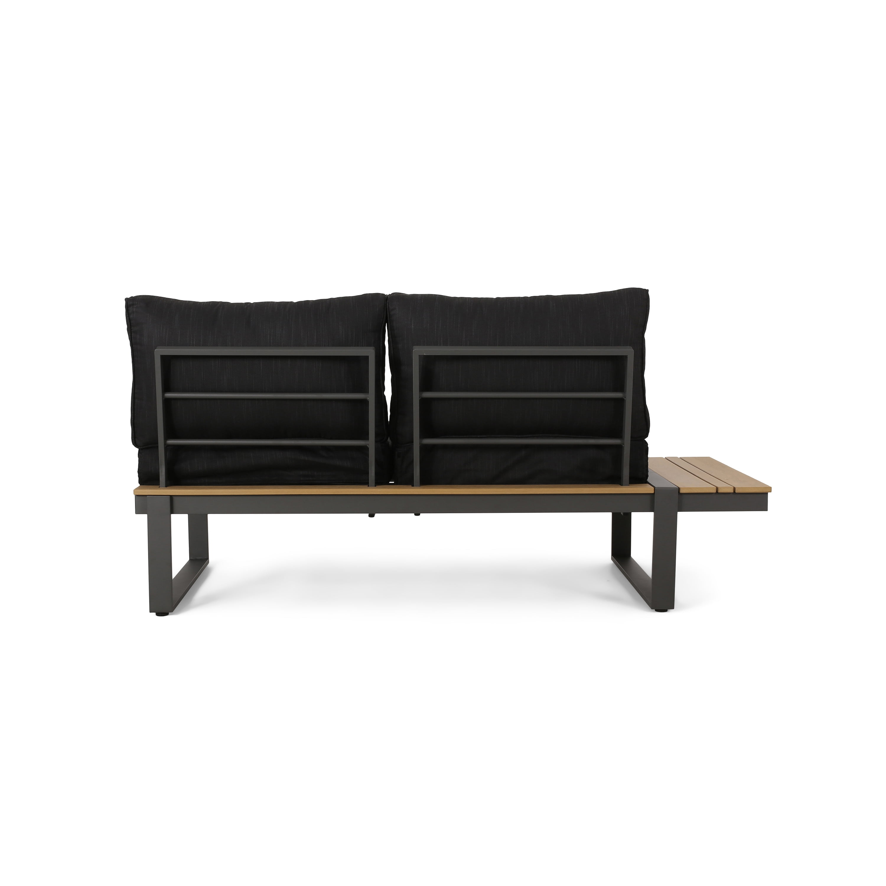 Outdoor Left Arm Combined Sofa Seat, Aluminum Frame Splicing Leisure Couch for Patio Garden, Dark Gray