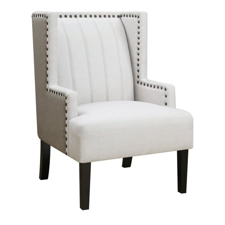 Charley Wing Accent Chair with Nailhead Trim Cream and
