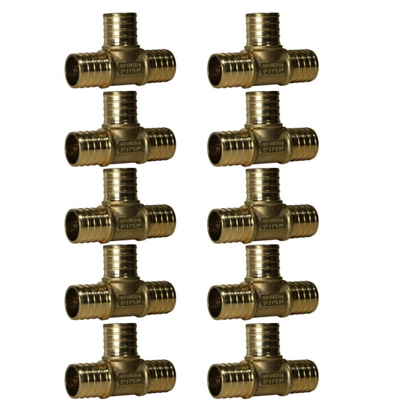 10 PIECES XFITTING 1" X 1" X 1" PEX TEE - BRASS CRIMP FITTINGS (LEAD-FREE BRASS) NSF, FULL PORT
