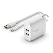Open Box Belkin Dual USB-A Wall Charger (24W) USB-A to USB-C Cable - White